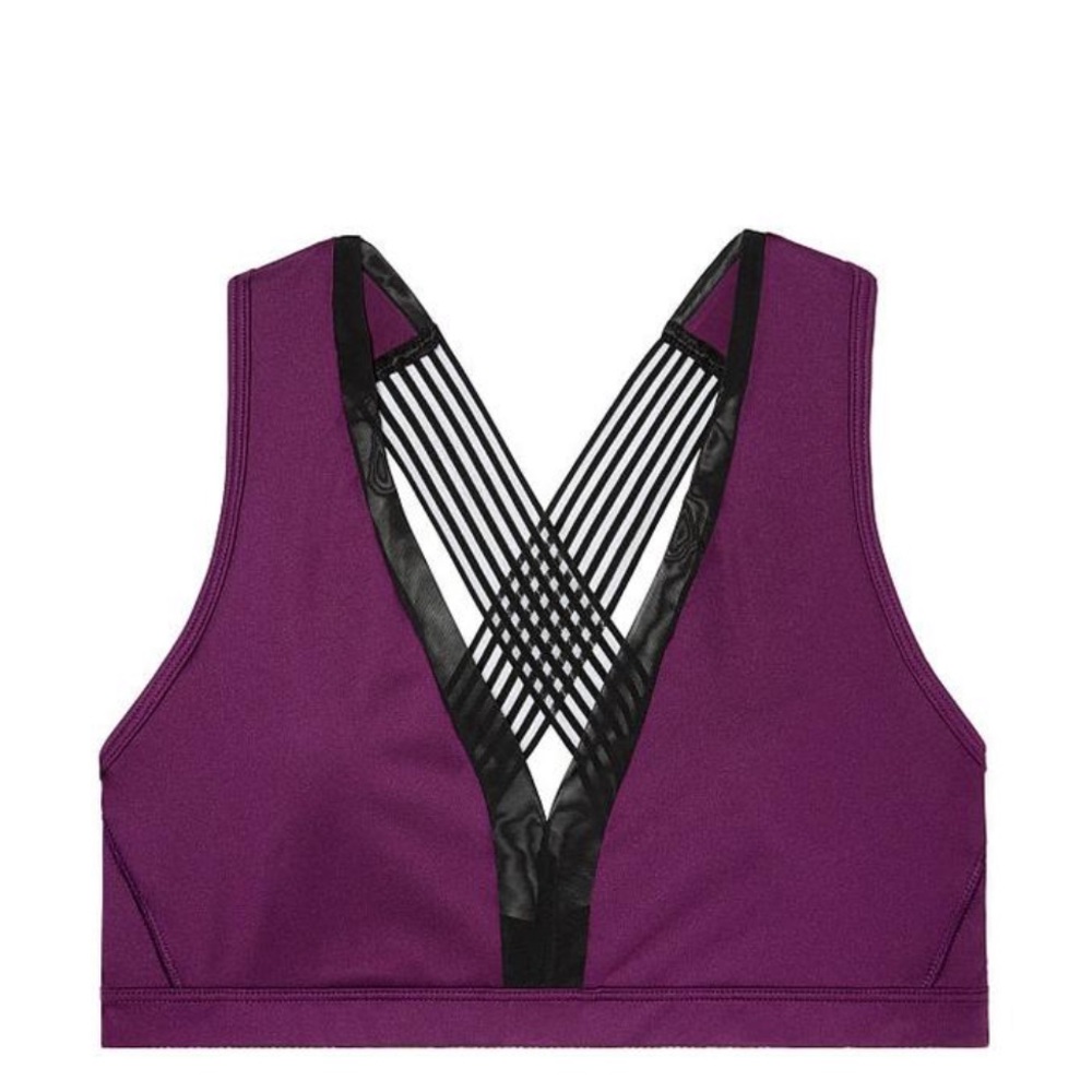 🔥🆕NWT Purple V Mesh Activewear Sports Bra Size L